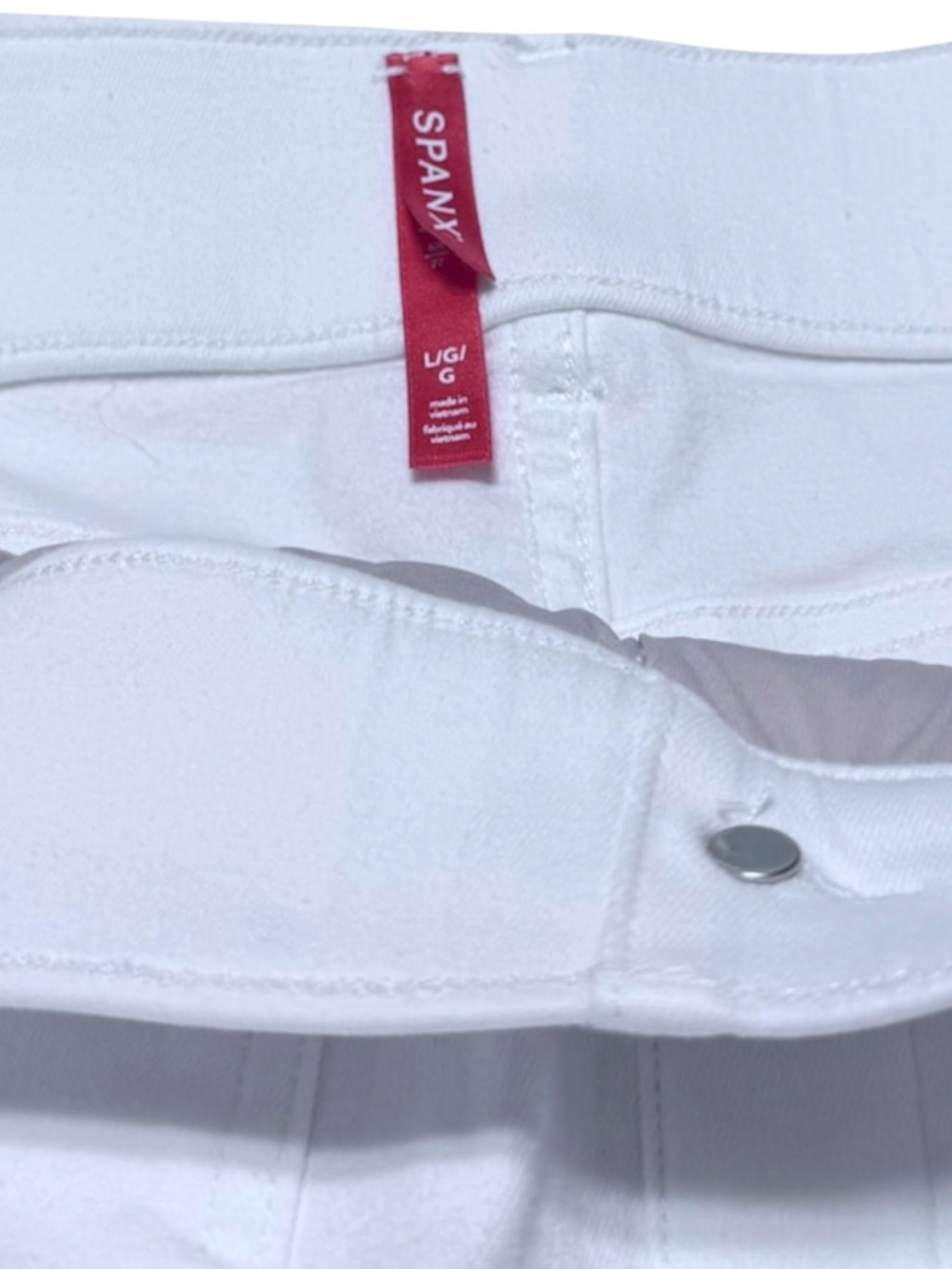 SPANX Supersmooth White Stretch Twill Cropped Wide Leg Pants Patch Pockets L - Picture 11 of 16
